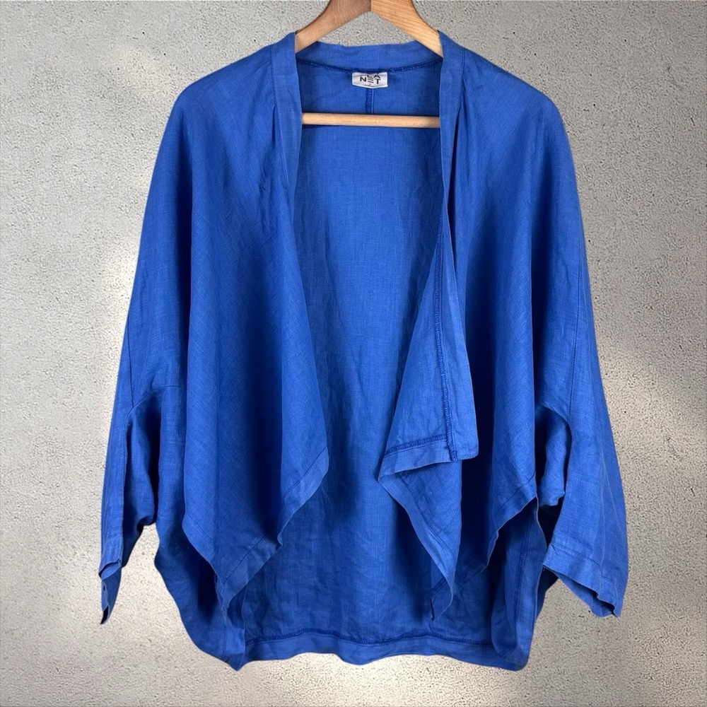 PLANET by Lauren G Linen Open-Front Cardigan Tunic Shawl Shrug Kimono One Size
